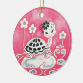 De leuke Schildpad van het Meisje met Bloemen en Keramisch Ornament (Links)