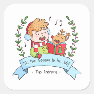 De leuke Stickers van de Jongen en van het Rendier