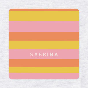 De leuke Strepen van de Zomer in Roze Geeloranje Labels