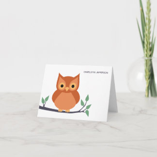 De leuke Uil op Tak personaliseerde de Kaarten van Notitiekaartje
