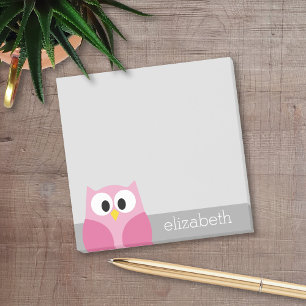 De leuke Uil van de Cartoon - de Roze en Grijze Post-it® Notes