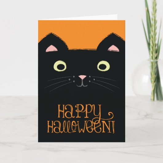 De leuke Zwarte Kaart van Halloween van de Kat (Voorkant)