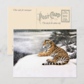 De levende tijger in de sneeuw, de klassieke Chine Briefkaart (Voorkant / Achterkant)