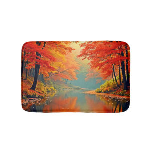 De levendige Autumn Forest River Badmat