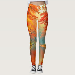 De levendige Autumn Forest River Leggings