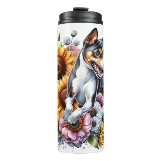 De levendige bloemenenergie van Basenji Thermosbeker (Voorkant)