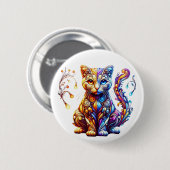 De levendige gloed kat ronde button 5,7 cm (Voorkant /achterkant)