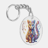 De levendige gloed kat sleutelhanger (Voorkant Links)