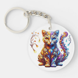 De levendige gloed kat sleutelhanger