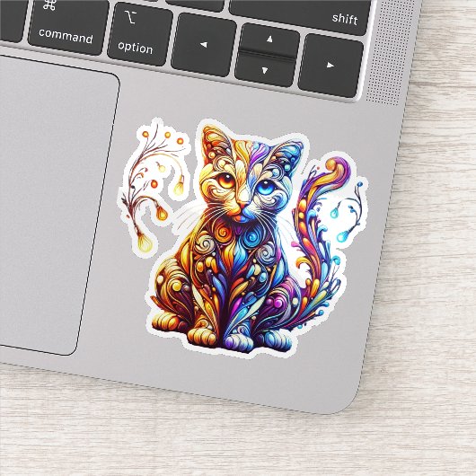 De levendige gloed kat sticker (Detail)