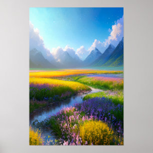 De levendige schoonheid van een Bloemveld Poster