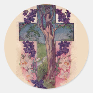 De levensboom doorkruist Christelijke paasbomen St Ronde Sticker