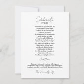 De levensviering Goud Bedankt + GEDICHT Kaart (Achterkant)