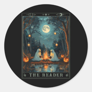 De lezer Bookish Schattige Spooky Ghost Leesboek Ronde Sticker