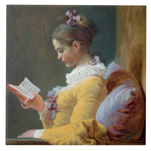 De lezer, Fragonard Tegeltje (Voorkant)