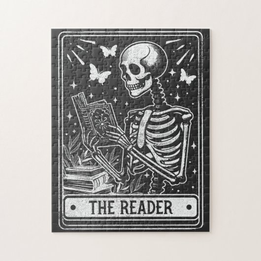 De lezer Skeleton lezen Booklover Halloween Legpuzzel (Verticaal)