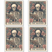 De Lezer Skeleton Tarot Kaart Sticker (Voorkant)