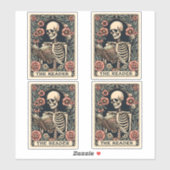 De Lezer Skeleton Tarot Kaart Sticker (Vel)