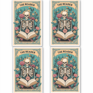 De Lezer Skeleton Tarot Kaart Sticker