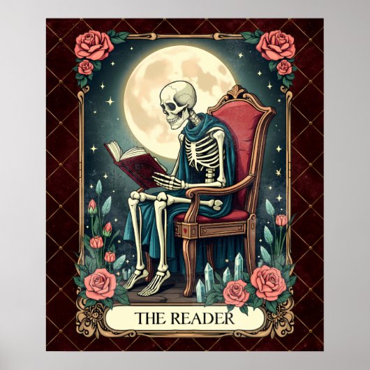 De lezer,  stijl Tarot Kaart Skelet Poster (Voorkant)