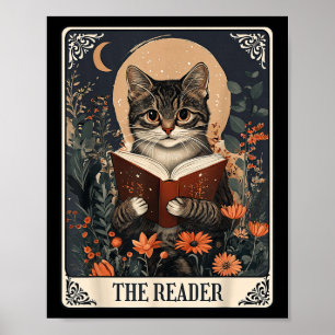 De lezer Tarot Kaart Kat Leesboek Bloemenboek Poster