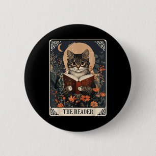De lezer Tarot Kaart Kat Leesboek Bloemenboek Ronde Button 5,7 Cm
