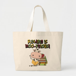 De lezing is moo-Velous Grote Tote Bag