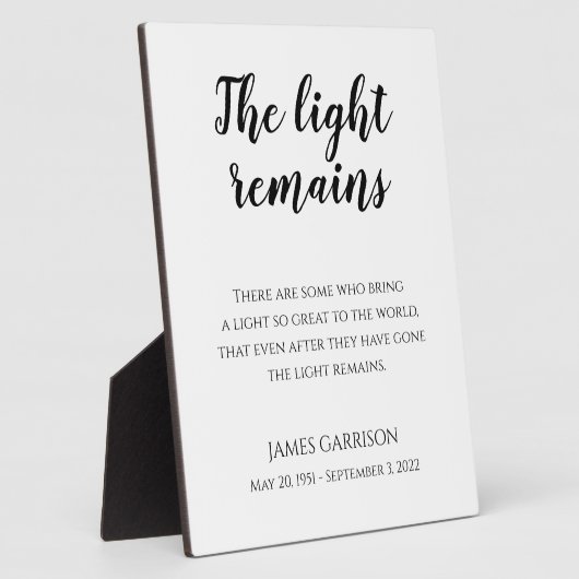 De Licht blijft herdendenken levensviering Fotoplaat (Zijkant)