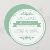 De lichte Groene & Witte  cirkels sparen de Datum Save The Date (Voorkant / Achterkant)