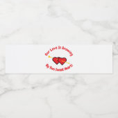 De liefde groeit met twee harten tweeling waterfles etiket (Enkel label)