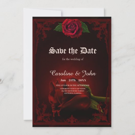 De liefde, het Roos van de herinnering. Save The Date (Voorkant)