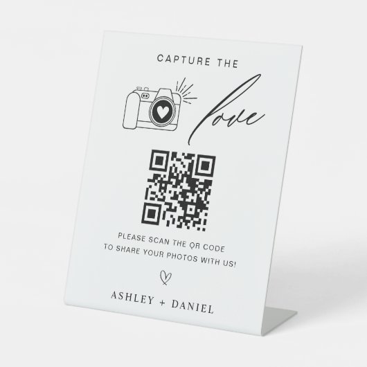 De liefde QR Code Wedding Reclamebord Met Voetstuk (Voorkant)