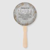 De liefde van Één andere Manuscript Verse 1 John 4 Handwaaier (Achterkant)