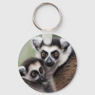 **"De liefde van een moeder: mama en Baby Lemur Kn Sleutelhanger