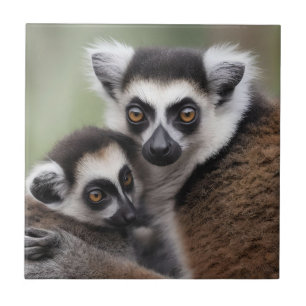 **"De liefde van een moeder: mama en Baby Lemur Kn Tegeltje