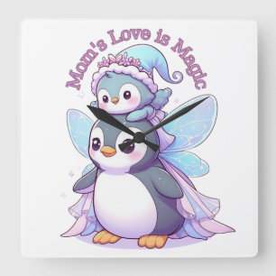 De liefde van mama is magie Schattigee Fairy Pen Vierkante Klok
