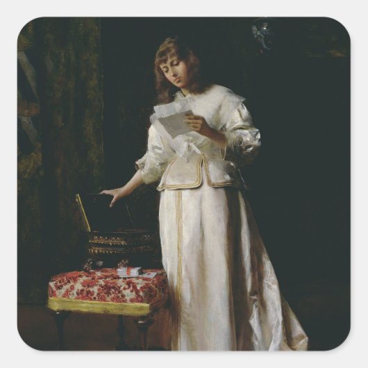 De liefdesbrief vierkante sticker (Voorkant)