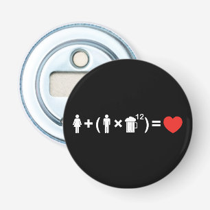 De liefdesvergelijking voor mannen button flesopener