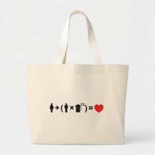 De liefdesvergelijking voor mannen grote tote bag
