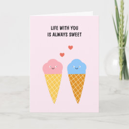 De liefhebbende Whimsical Ice Cream Couple Valenti Kaart