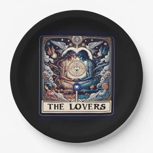 DE LIEFHEBBER Tarot Hemelse Man & Vrouw Soulmates Papieren Bordje (Voorkant)
