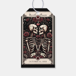 DE LIEFHEBBER Tarot Skelet Liefde Rode Rozen Huwel Cadeaulabel