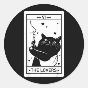 De Liefhebbers Kat Humor Tarotkaart Halloween Zwar Ronde Sticker