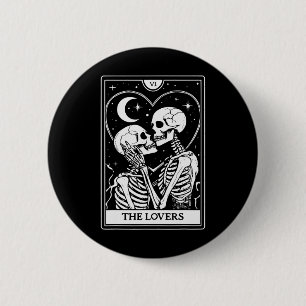 De liefhebbers Tarot Kaart - Kissing Skeletons - H Ronde Button 5,7 Cm