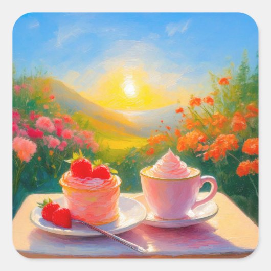 De liefste middag van de dag vierkante sticker (Voorkant)