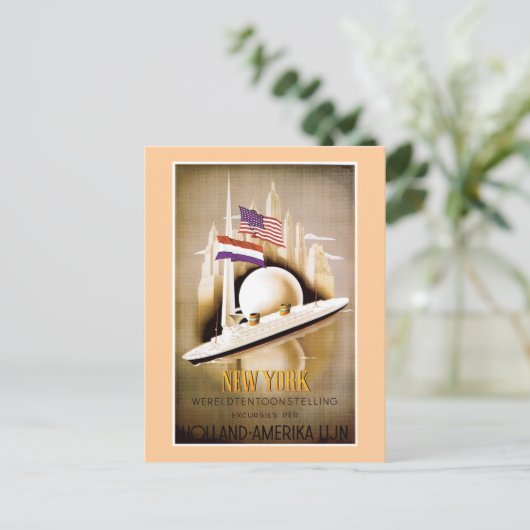 De Lijn New York van Holland Amerika Briefkaart (Staand voorkant)