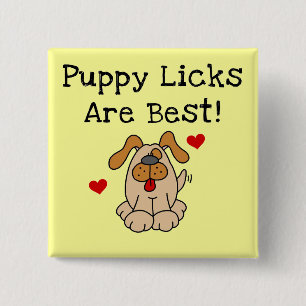De Likken van het puppy zijn Beste T-shirts en Gif Vierkante Button 5,1 Cm