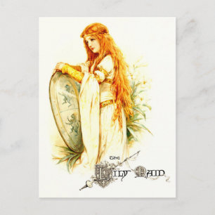 De Lily Maid met Lancelot's Shield Briefkaart