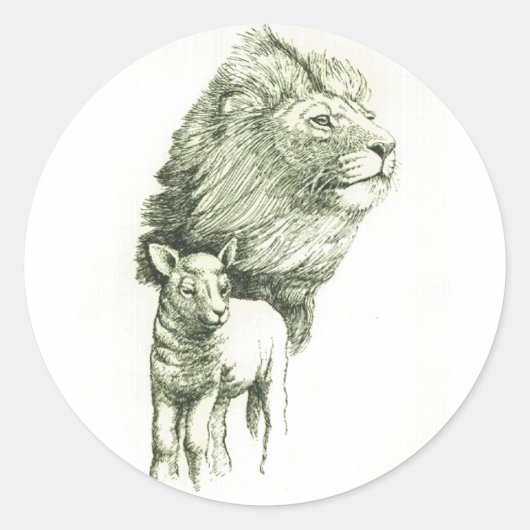 DE LION EN DE LAM RONDE STICKER (Voorkant)