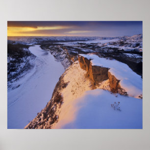 De Little Missouri-rivier in de winter in Poster